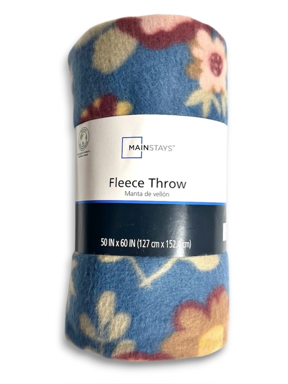 Mainstays Cozy Fleece Throw Blanket Cottagecore Floral Blue 50x60 NWT